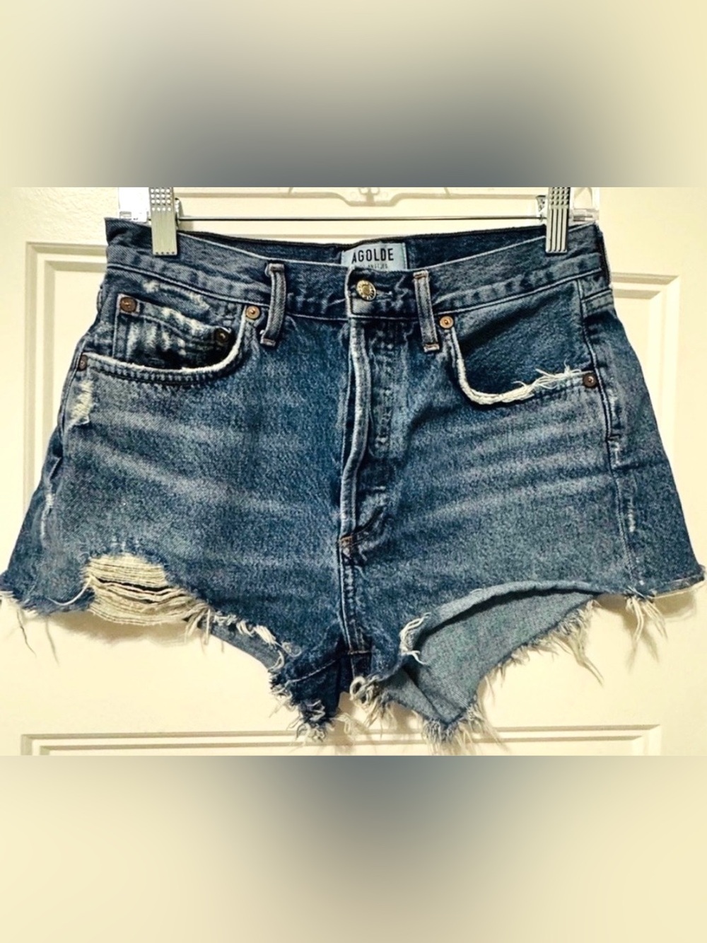 AGOLDE Parker Vintage Cut Off Denim Shorts High Rise Distressed Size 26